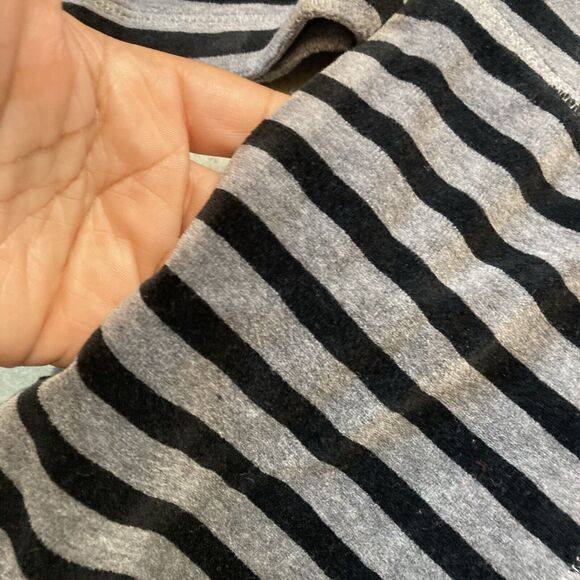 Talbots‎ Sweatshirt Women 2XP Velvet Stripe Funnel Neck Pullover Gray Black - Picture 3 of 9